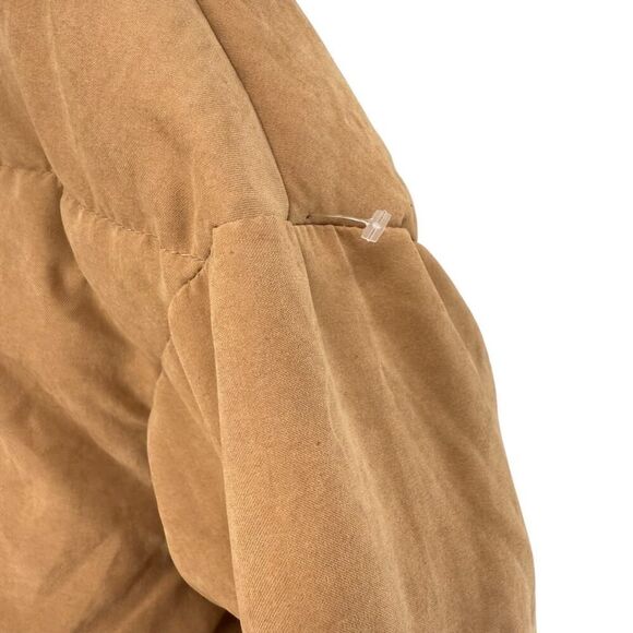Cropped Puffer Jacket Brown Ci Sono Sherpa Lined Size S Plush Quilted Full Zip - Picture 10 of 11